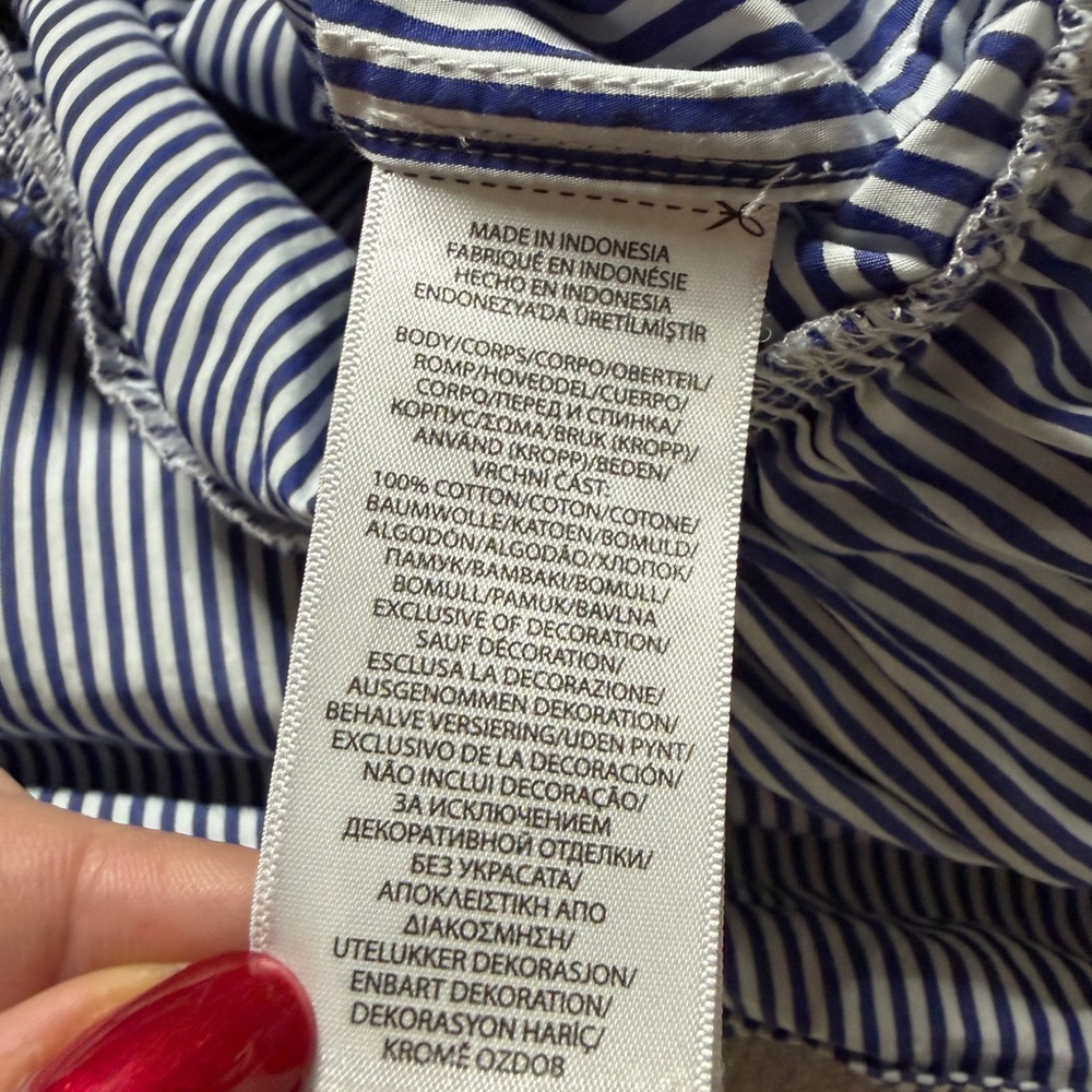 Ralph Lauren Polo Girls White Blue Striped Poplin Cotton Shirt Dress 7 Preppy - Picture 9 of 9